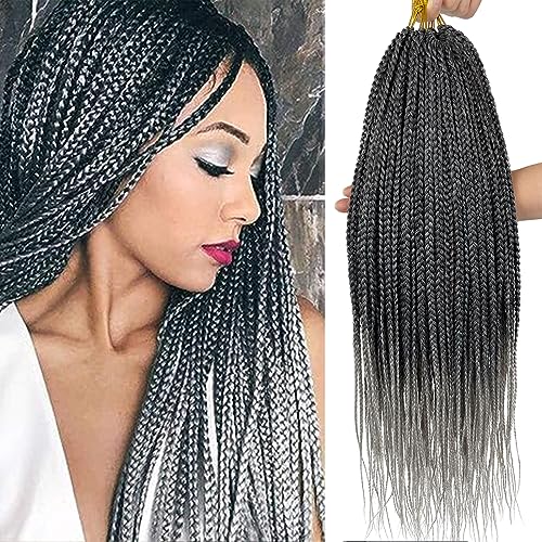 Pre Looped Crochet Box Braids 20 Inch Tgrey Ombre Gray