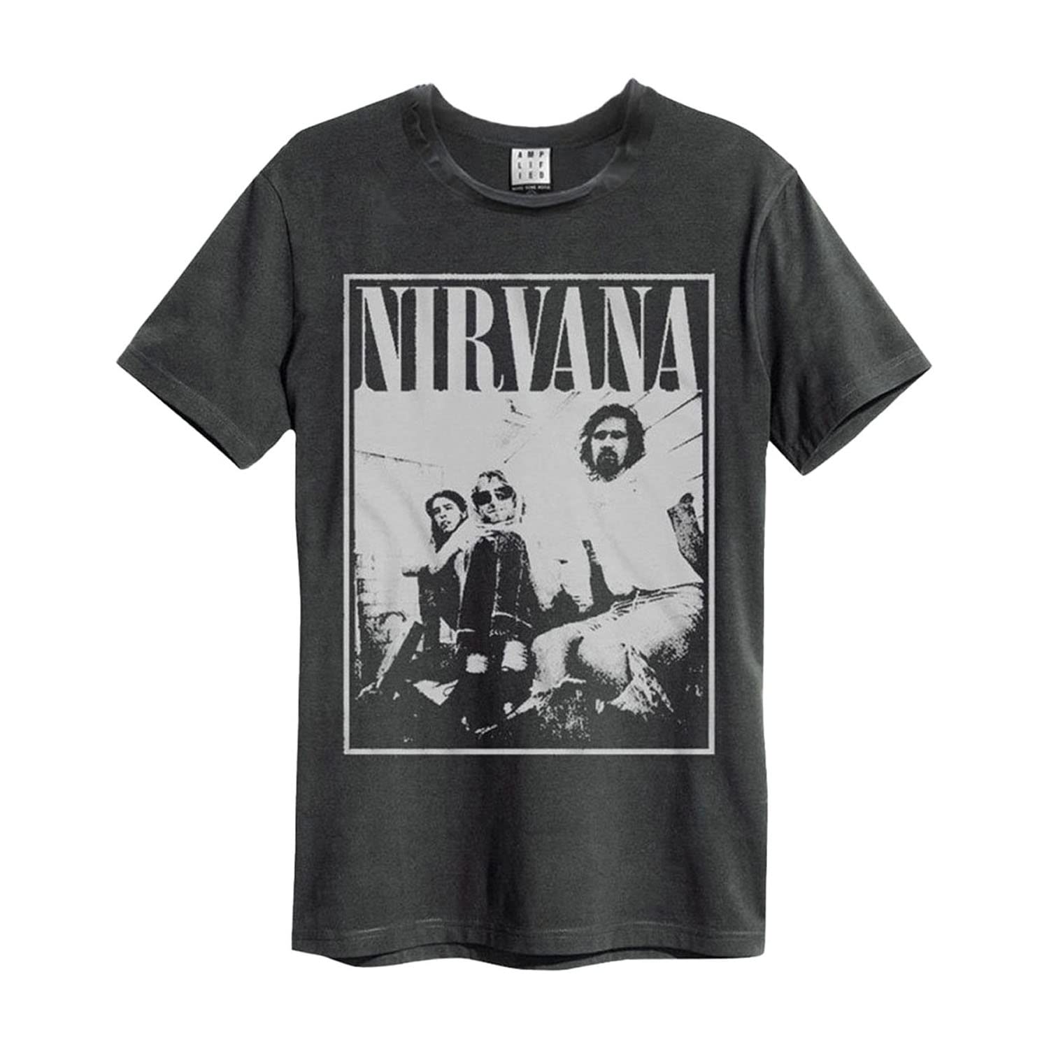 Amplified Nirvana Group Shot Graphic Print Crew Neck T-Shirt Charcoal 3XL