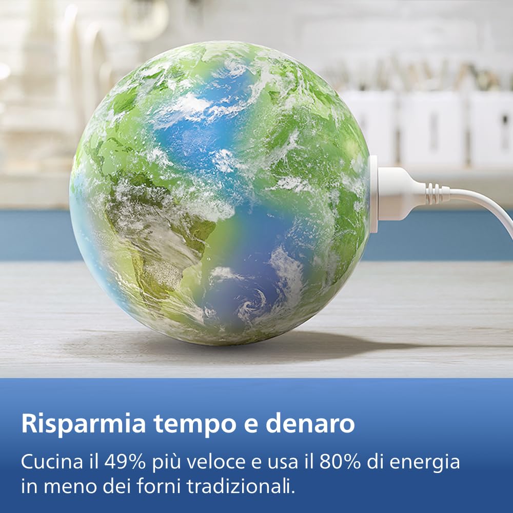 Philips Airfryer Serie 5000 con Maxi Capacità e Funzione Vapore – SteamFry, Vapore e Frittura ad Aria – 28 Programmi di Cottura, Doppio Scomparto 3L+6L, RapidAir Plus, SteamClean (NA565/00)