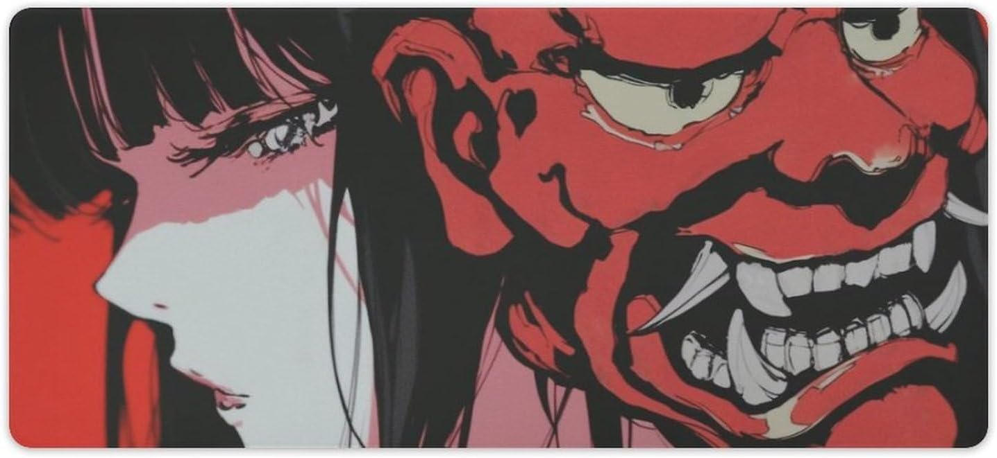 Japanese Female Samurai Anime Girl Large Mouse Pad Gaming Mousepad Keyboard Computer Pad Non-Slip Rubber Desk Mat Home Office 40x90cm