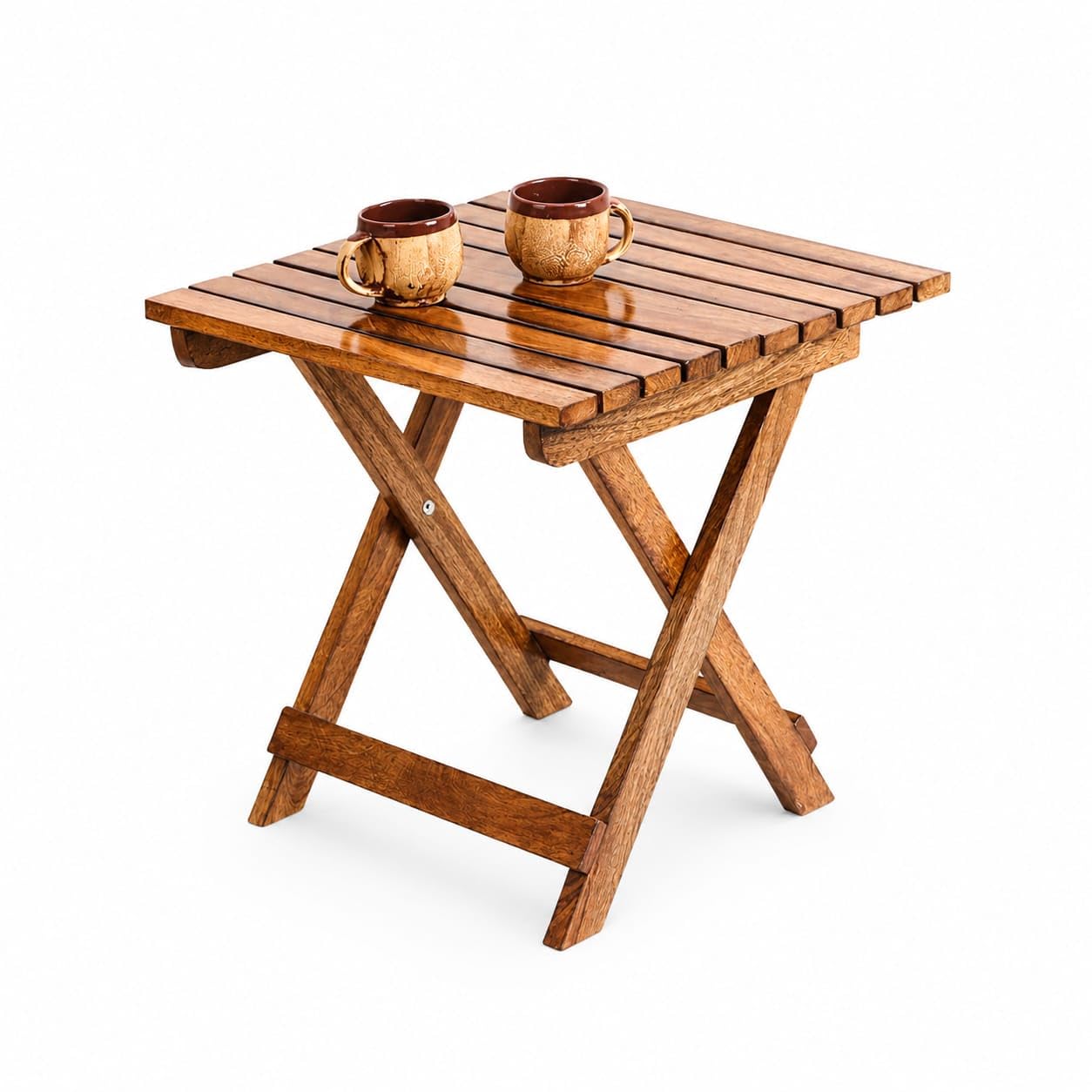 TEKENWOOD Patio Folding Coffee TableTea Table Outdoor Wooden Squre Portable End TablePicnic Table for Camping & DiningBalcony and Garden Bistro Side Table 15 Inch