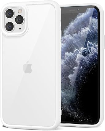 LoeoeL for iPhone 11 Pro Case Clear, Transparent Hybrid 11 Pro Phone Case [Hard Plastic & Soft Silicone Bumper] Acrylic Non Yellowing Thin Slim Protective Cover for Women, White