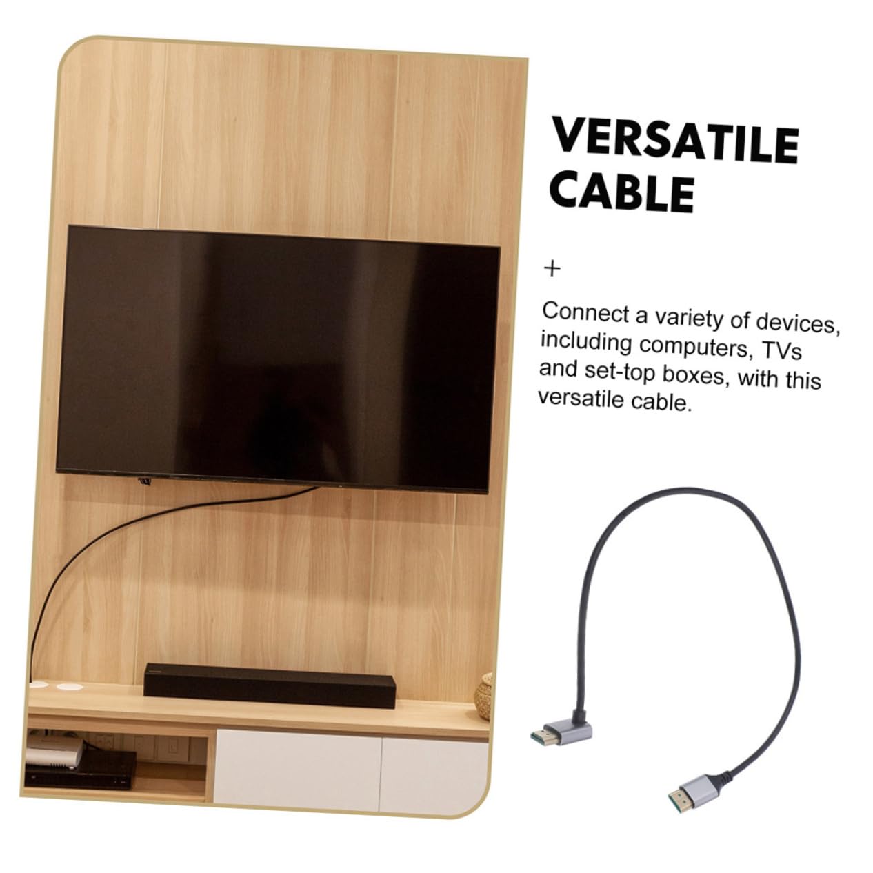 QUMIIRITY Video to Video Cable Upwards Angle Male to Male Connector Computer Accessory for Tv and Monitor Connections for Home Theater and