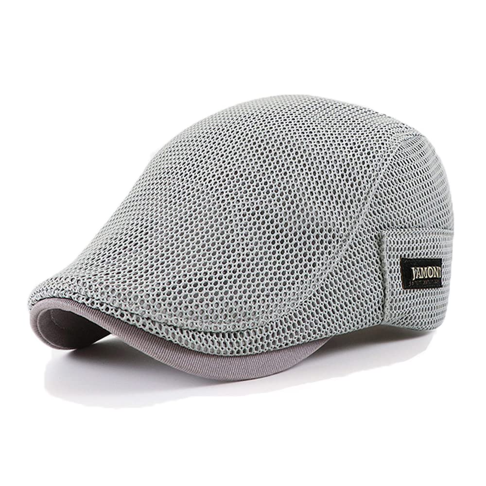 YAMEE Boinas Hombre Gorros Transpirables De Malla,Gorras de Hombre Planas Verano Clásico,Sombrero Hombre de Verano,Gorra de Vendedor de periódicos Casual(Circunferencia de la Cabeza 56-60cm)