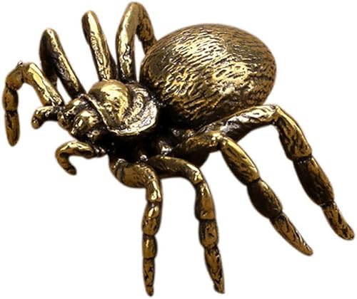 Miniatura 4 de NUOBESTY Figura de araña de latón, escultura de riqueza de Fengshui, estilo japonés, estatua de la suerte, té para mascotas, figura coleccionable en