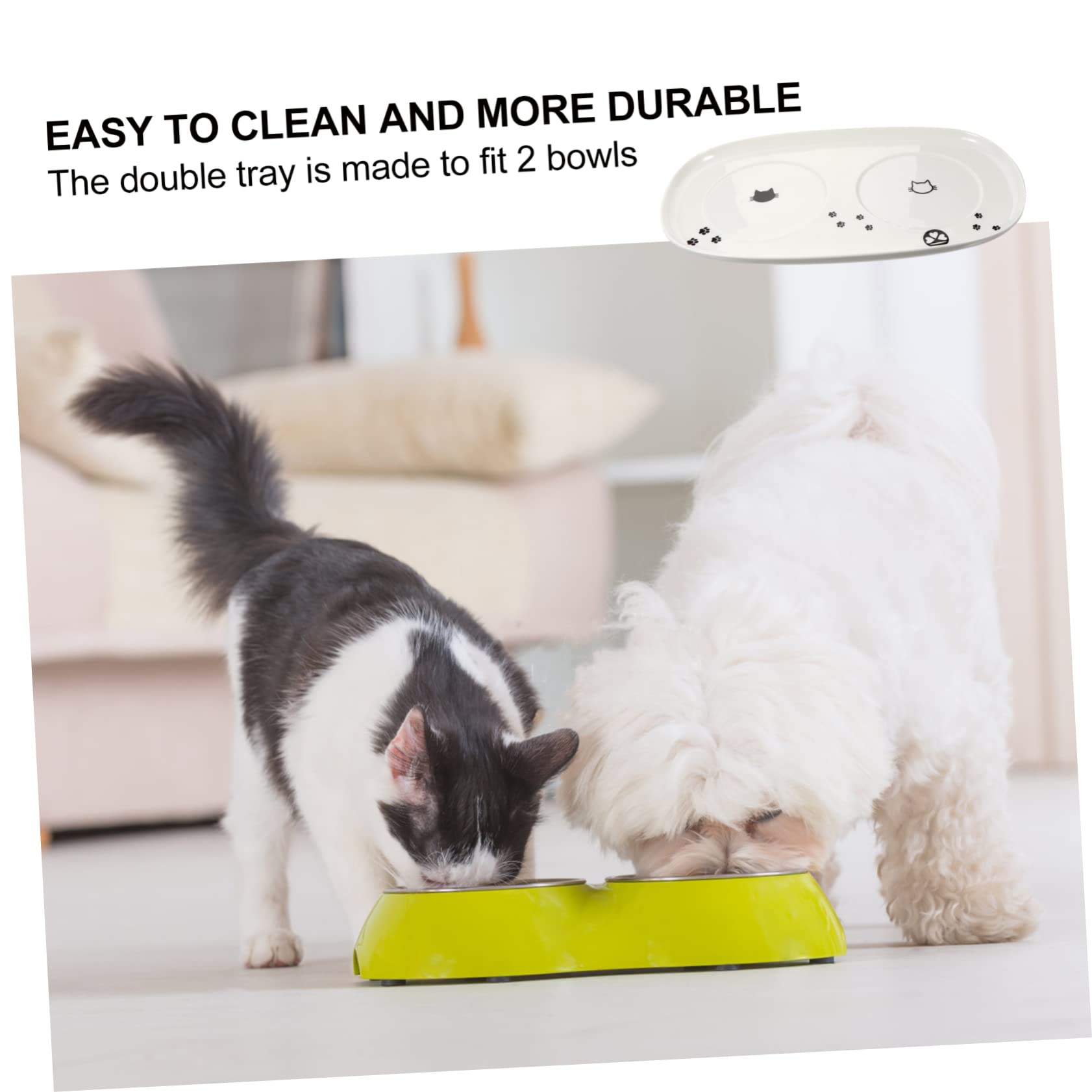 ifundom Doppelter Futternapf-Teller Für Katzen Keramik-Wasser Futter-Tray Rutschfestes Design Leicht Zu Reinigen Zum Schutz Von Böden Für Zusätzliche Flexibilität Fütterung