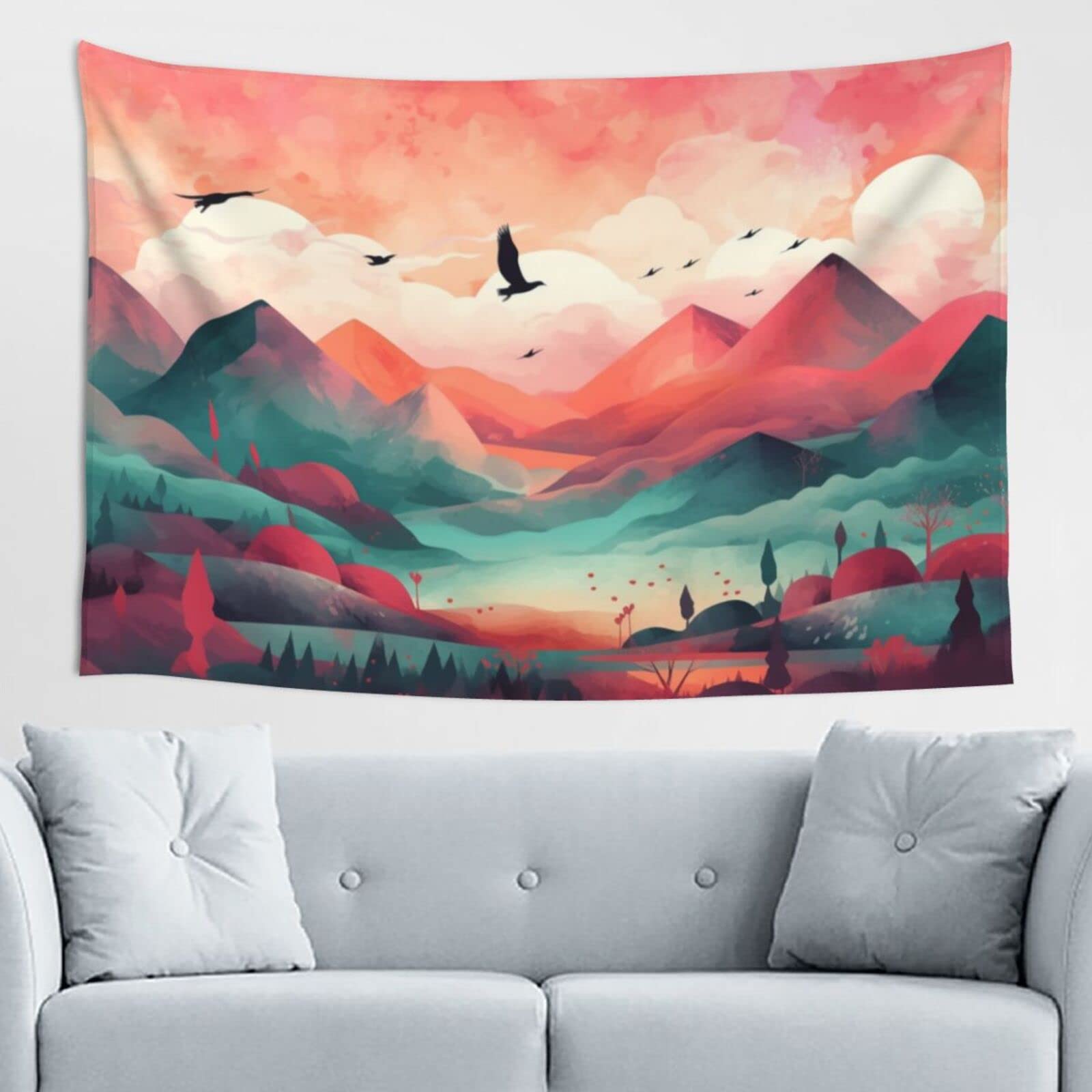 HANKCLES Mountain Tapestry Forest Tapestry Wall Art Tapestry Nature Landscape Tapestry Wall Hanging For Room Bedroom Living Room Dorm Home Decoration 40x60 Inch