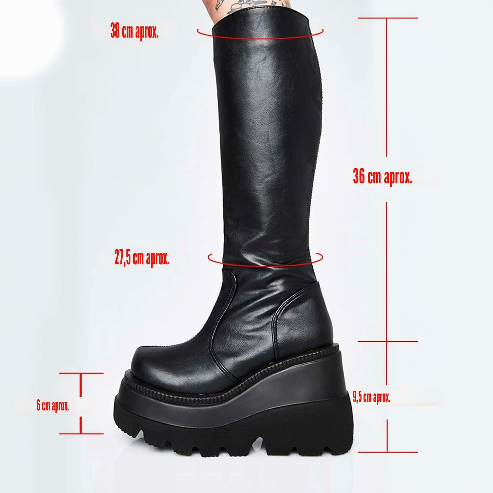 UMore Botas Altas de Rodilla para Mujer - Plataforma de PU Piel Forrado para Nieve e Invierno Cálido