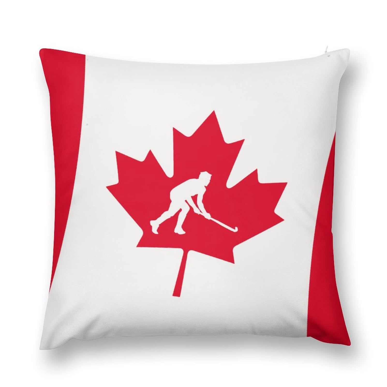 Canada Flag Ice Hockey Decorative Throw Pillow Covers Plush Cushion Protect Case for Sofa Bedroom 18 