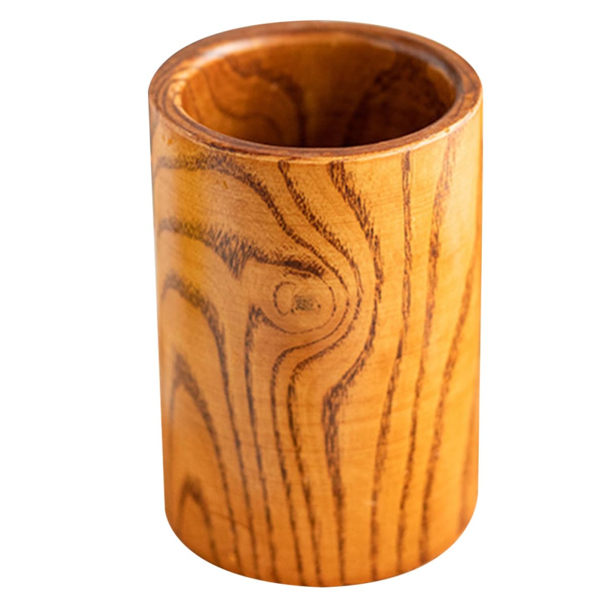 YUEKOPOU Wood Utensil Holder Bottom Drain Holes For Spatulas Spoons Countertop Organizer