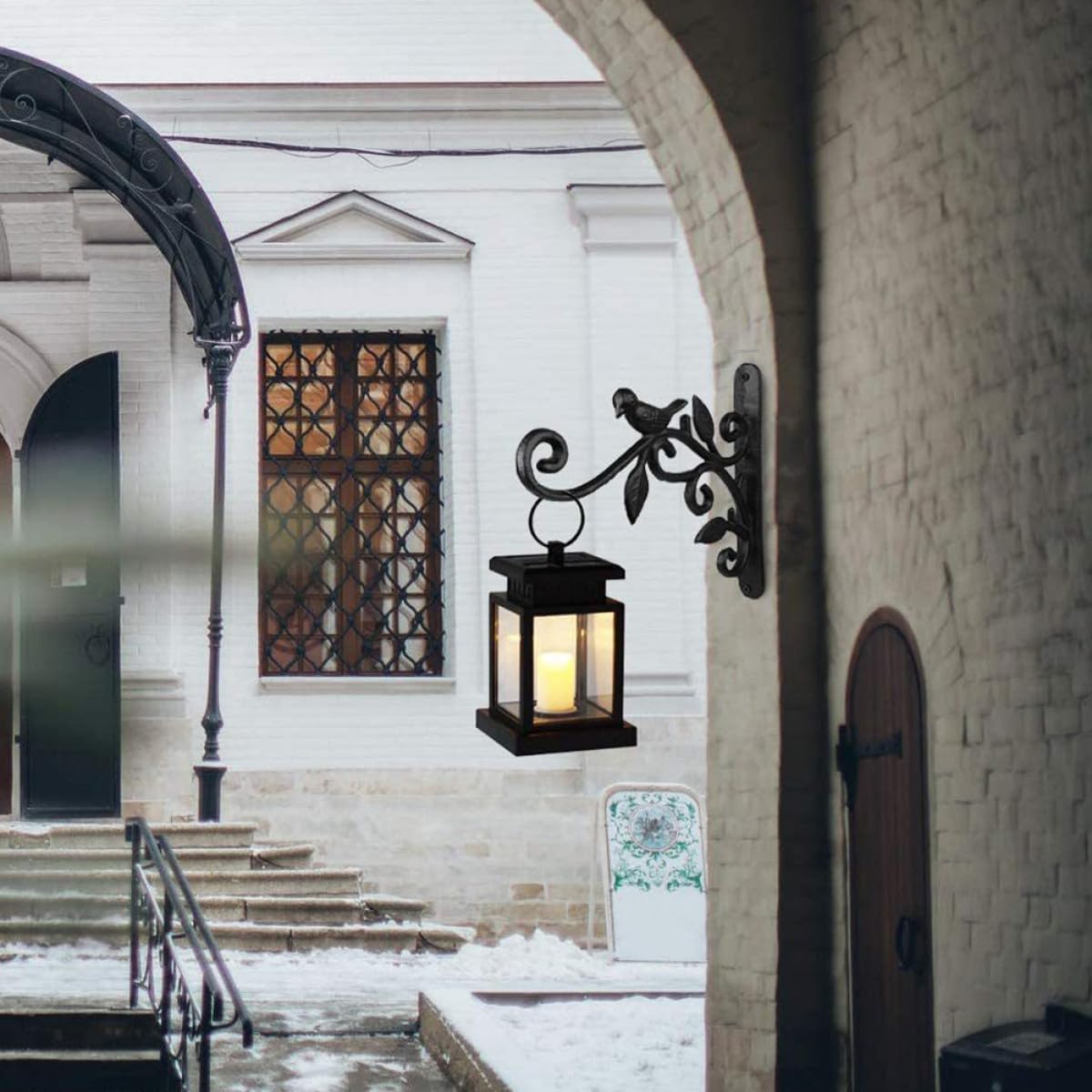 UPKOCH 2pcs Wall Mounted Hanging Plant Bracket Hooks for Garden Planter and Lantern, Black Iron Wall Hook for Outdoor Balcony Flower Basket and Bird Feeder