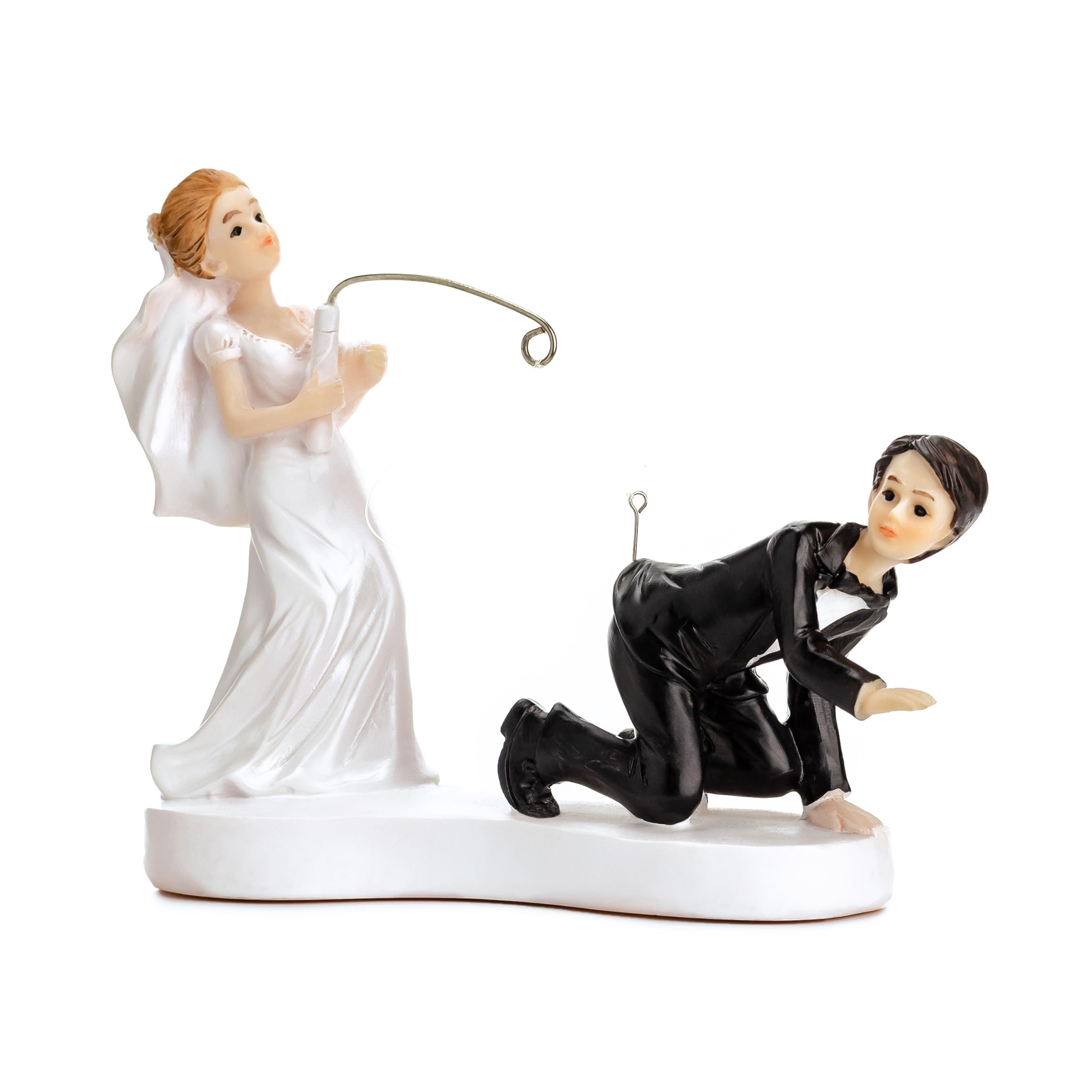 Funny Bride and Groom Cake Topper, Bride Fishing for Groom