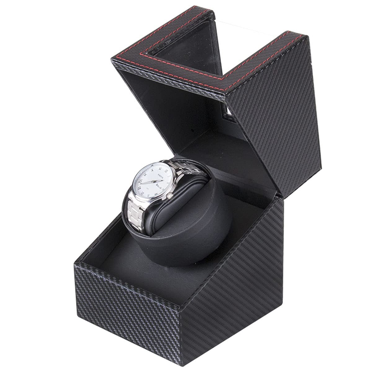 QUSYZD Watch Boxes Advanced Automatic Watch Winder Box for 1 Wrist Watch Silent Motor Per Watch Winding Box Jewelry Watch Box,Carbon Fiber-A