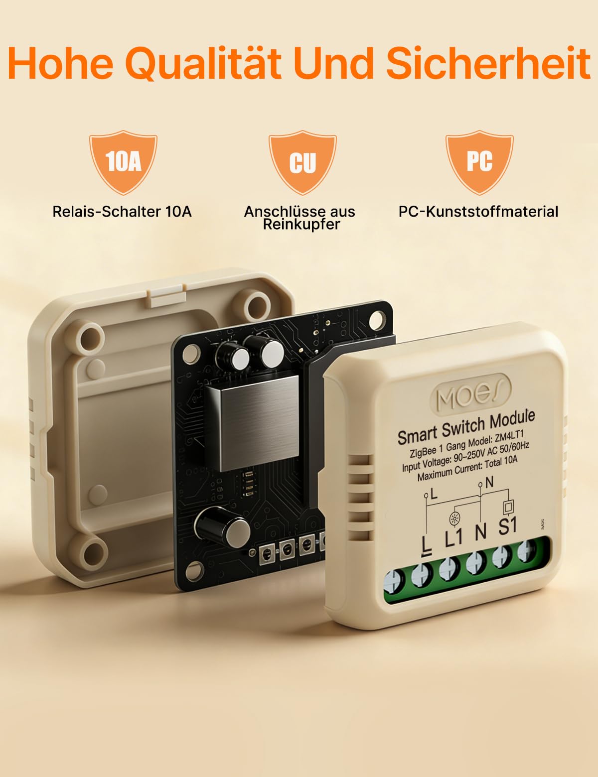 MOES WLAN Lichtschalter Unterputz, Mini Smart Relais Modul 2-Fach 4 stück