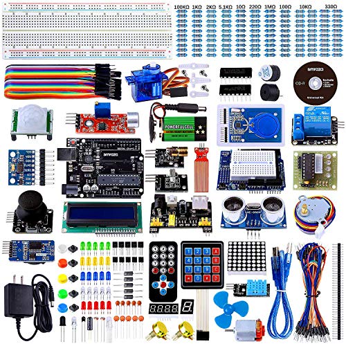Smraza Project Starter Kit avec Breadboard Holder, DC Moteur avec Manuel D'utilisation pour NANO R3 Mega2560 Mega328 (Plus Complet Stater Kit)