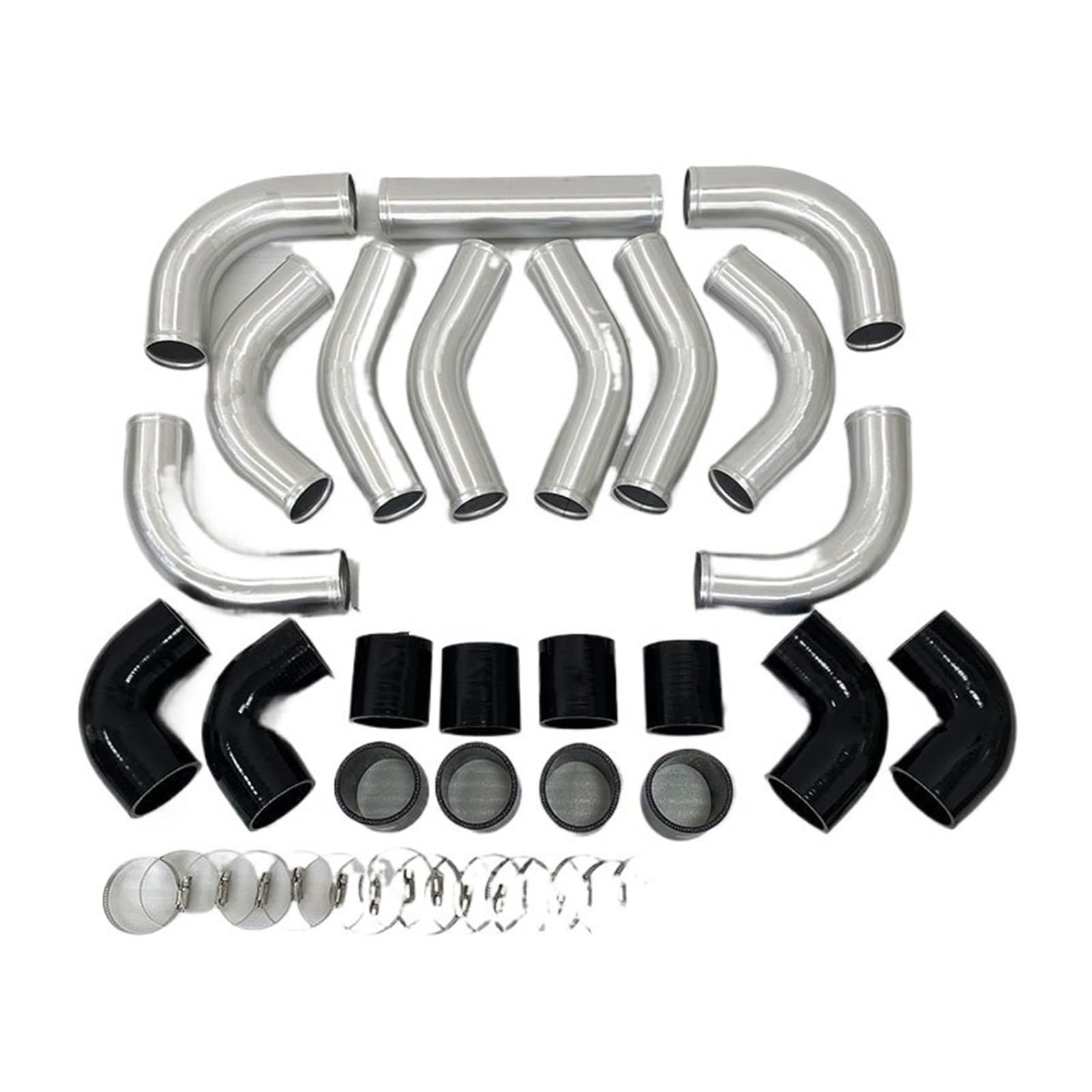 Bqwyedpl 2.5 Inch 12Pcs Kit Aluminum Universal Intercooler Turbo Piping Kit Pipe+ Hose Coupler Intercooler Piping Kit Cooled Intercooler