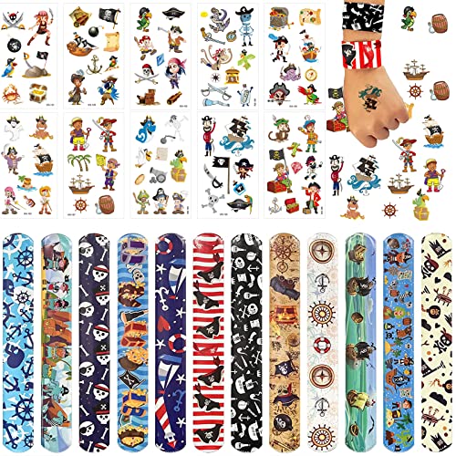 TZQFROCE Lot de 22 accessoires de pirate - Lot de 22 bracelets de tatouage - Pour anniversaire d'enfant