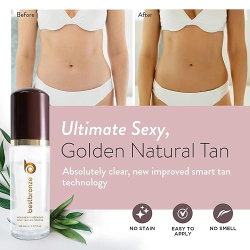 Miniatura 8 de Best Bronze Tinted Self Tanner Kit Mousse con guante  Espuma bronceadora sin sol para autobronceador personalizable, bronceado falso de luz a oscura