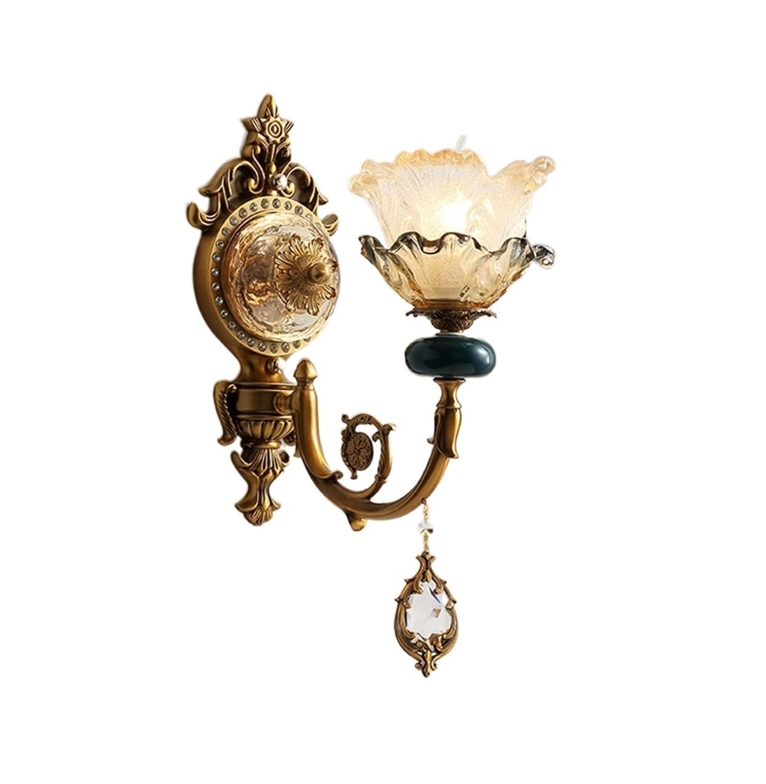 HPTHLY Wall Mounted Light Rustic Nordic Wall Sconce Wall Lamp,Wall Lantern Wall Light Wall Mounted Brass Glass Lantern Room Art Decor Fixtures Lighting E14 E(1Light)