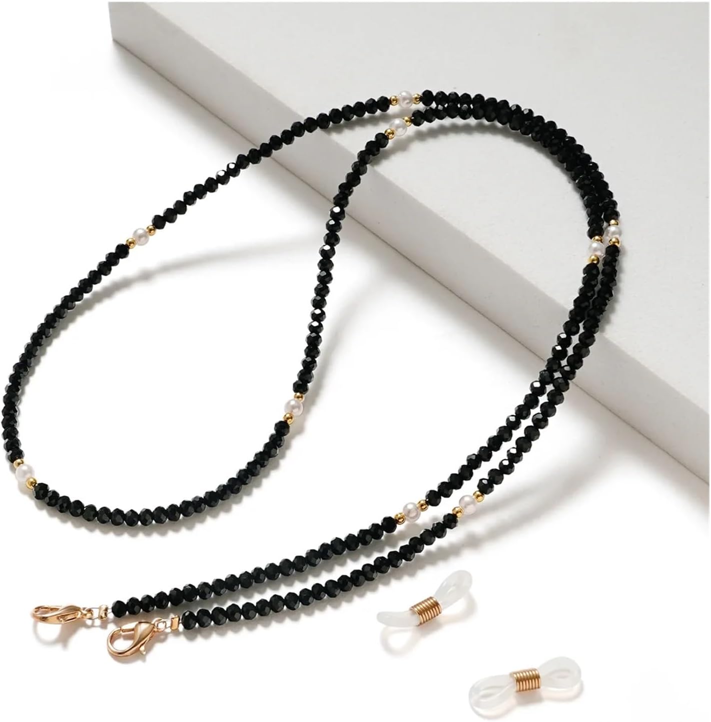 8 Pcs Pearl Crystal Glasses Chain Women's Fashionable Sunglasses Reading Eye Hanging Rope Simple Design