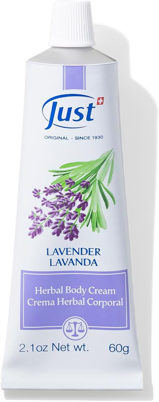 Swiss Just Lavender Cream 60g - Herbal Cream with Lavender Oil, Witch Hazel, and Aloe Vera - Eases Discomfort for Burns, Dermatitis, and Itchy Skin