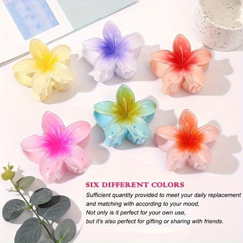 Image of Cerrito 4 Pcs Colorful Flower Hair Claw Clips for Women & Girls, Gradient Lily Design, Strong Hold, Lightweight, Cute & Stylish Hair Accessories for Daily Use, Travel, Gifting, Multicolor