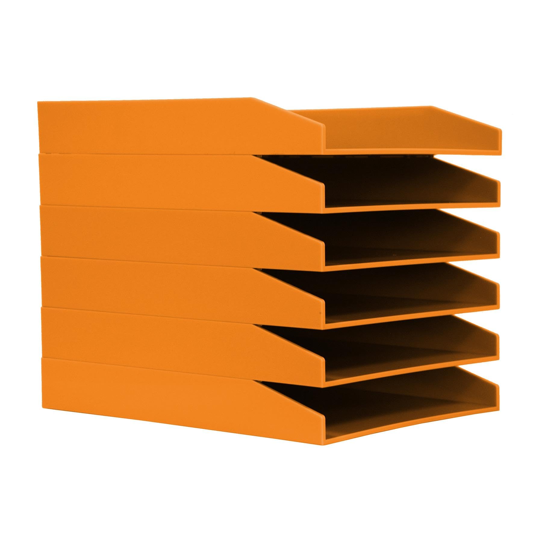 simpaA4 Orange Plastic Stackable Letter Filing Document Letter Tray Dimensions 25cm (W) x 31cm (L) x 13.5cm (H) - Set of 6