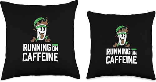 Miniatura 3 de Funny Shirt for Coffee Lovers-Running on Caffeine Throw Pillow, 16x16, Multicolor