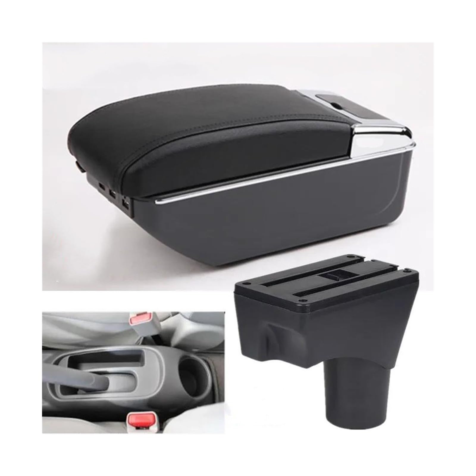 Armrest Box For Nissan For Sunny For March For Micra K13 MK4 IV Car Armrest Storage Box 2010-2022 Parts Car Accessories(C2 black line 7USB)