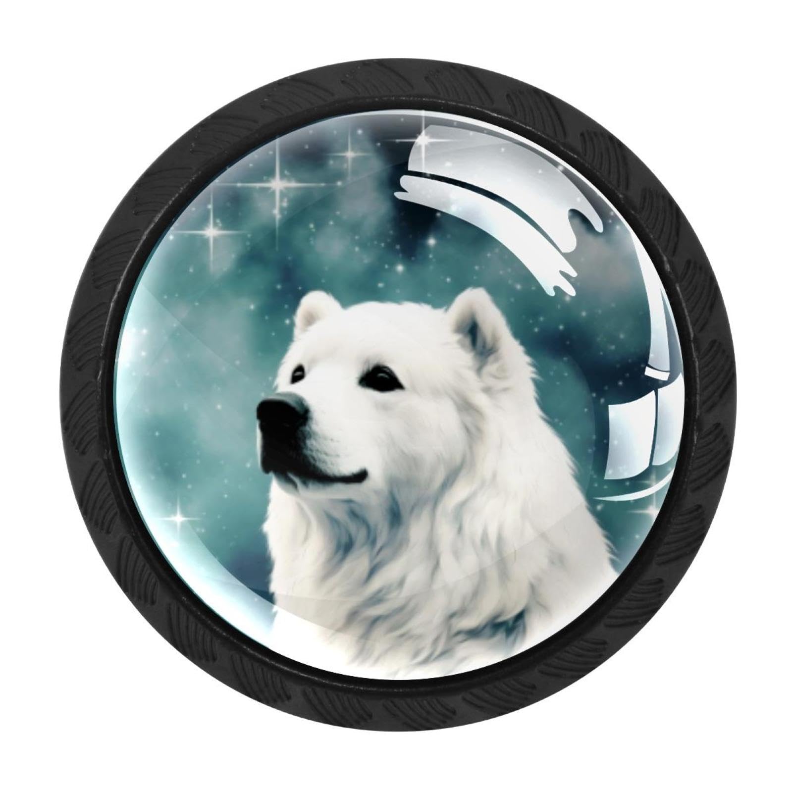CHENZZZZ 4 Pack Black Starry Polar Bear Cabinet Pulls with Screws, Kitchen Cabinet Knobs Hardware