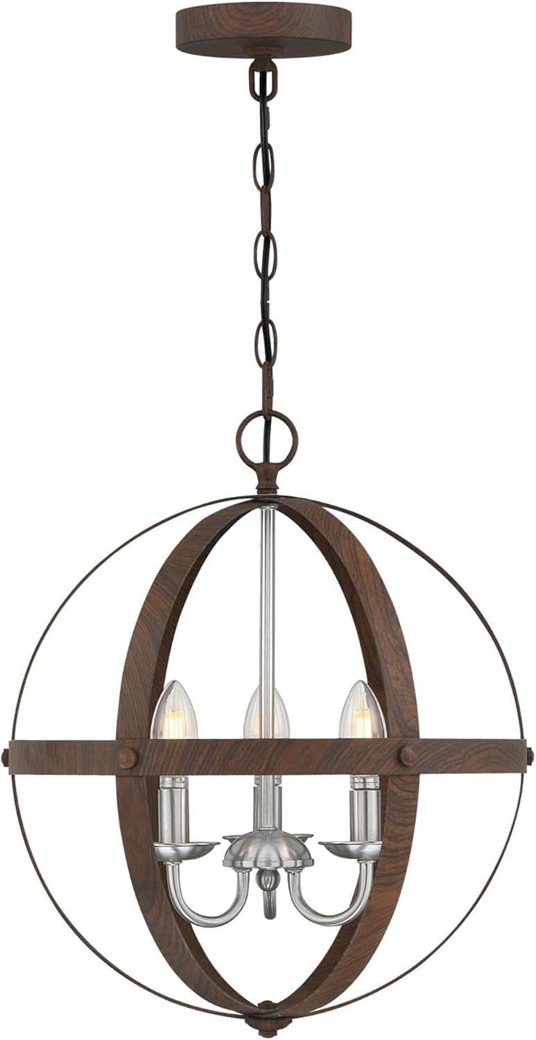 Westinghouse Lighting 6341900 Stella Mira Three-Light Pendant, Brushed Nickel