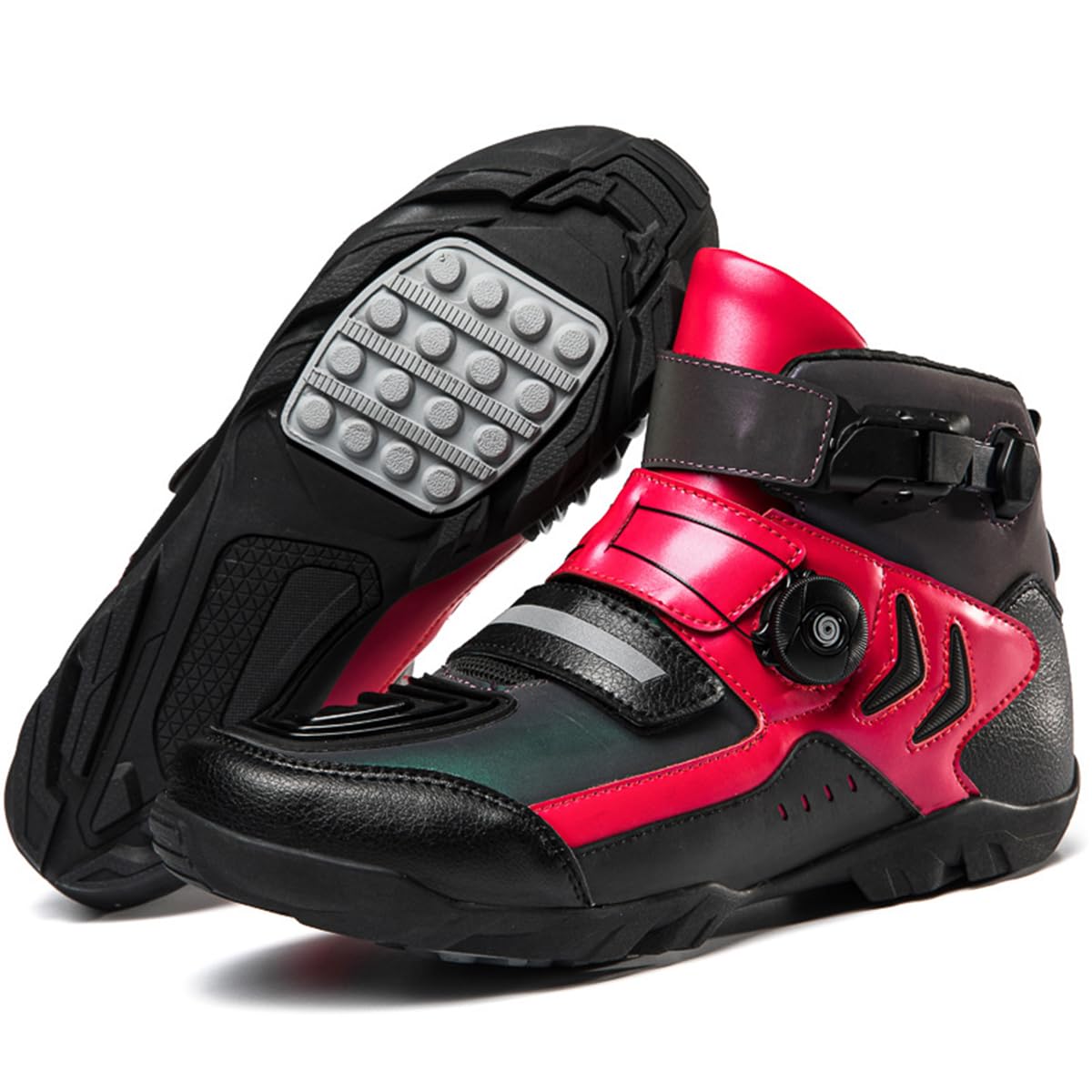 Stivali da Moto Uomo Scarpe da Moto Pista Racing | Rinforzo alla Caviglia e Tallone, Protezione Cambio, suola in gomma, Resistenti agli Urti, Chiusura Rapida, Antiscivolo