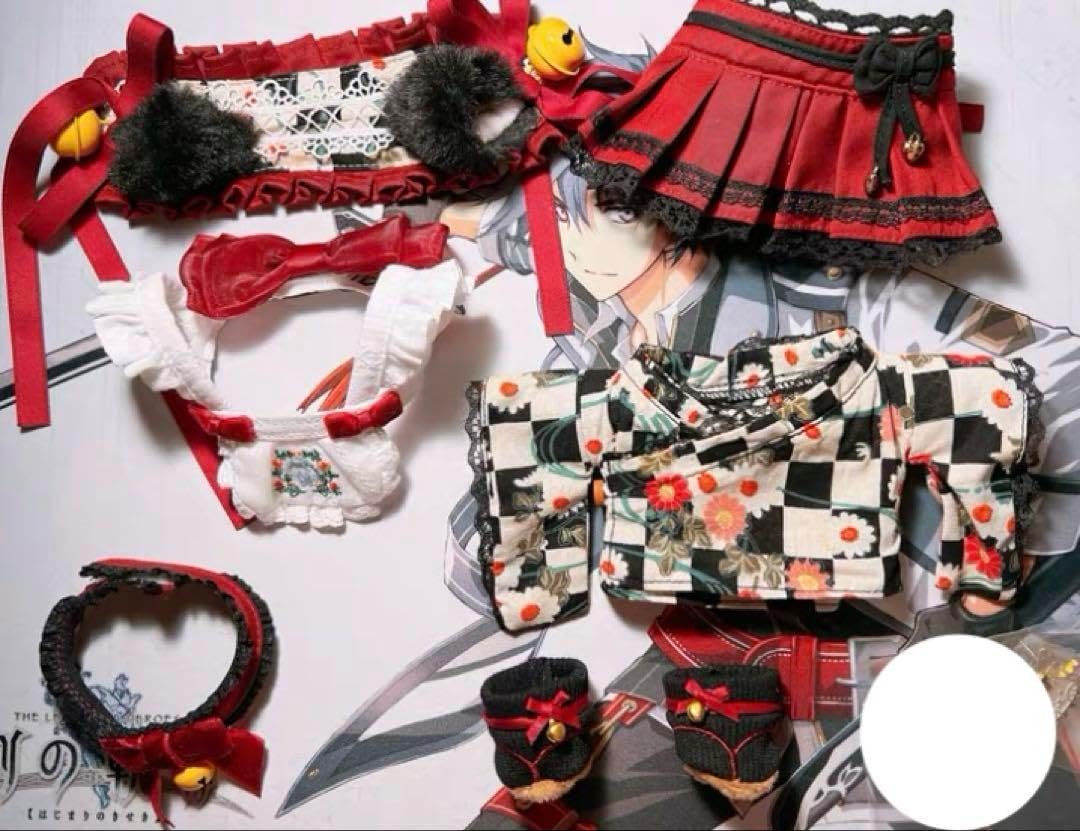 20cm完売レア限定メイド風猫耳太正浪漫着せ替えぬいぐるみ服セット