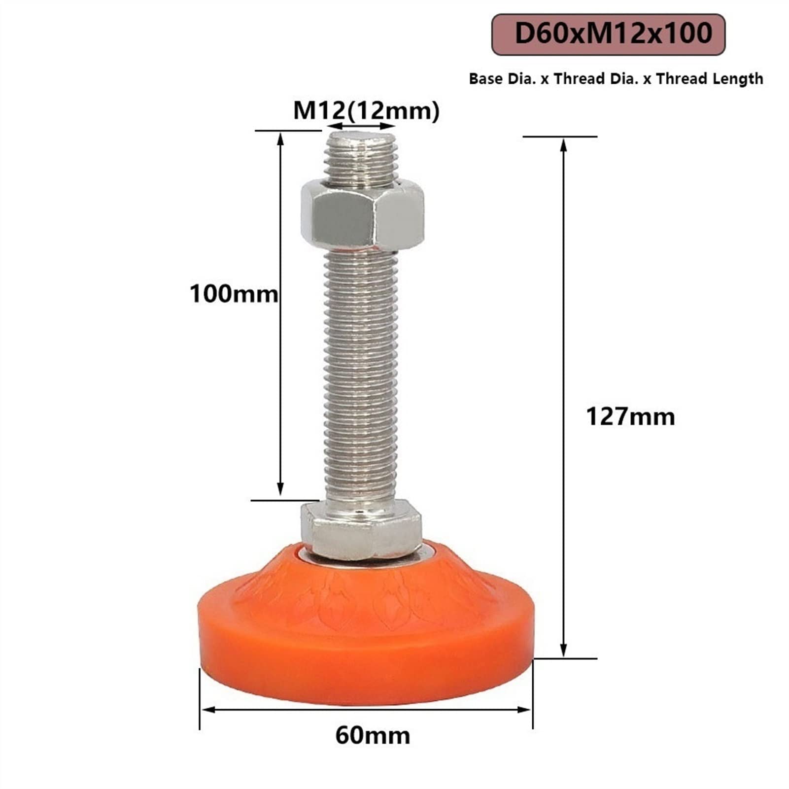 Patas de mueble regulables, Patas niveladoras deslizantes for muebles - Niveladores de patas ajustables con rosca M12 x 100 mm, pata niveladora de acero al carbono for muebles, armarios y estantes.