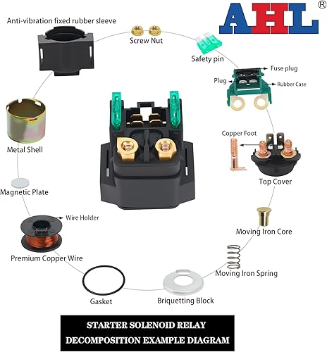 Miniatura 4 de AHL Relé solenoide de arranque de motocicleta 4SV-81940-11-00 4SV-81940-12-00 compatible con Yamaha XJ6FA Diversion F (ABS) 2010-2011 2013-2016 /