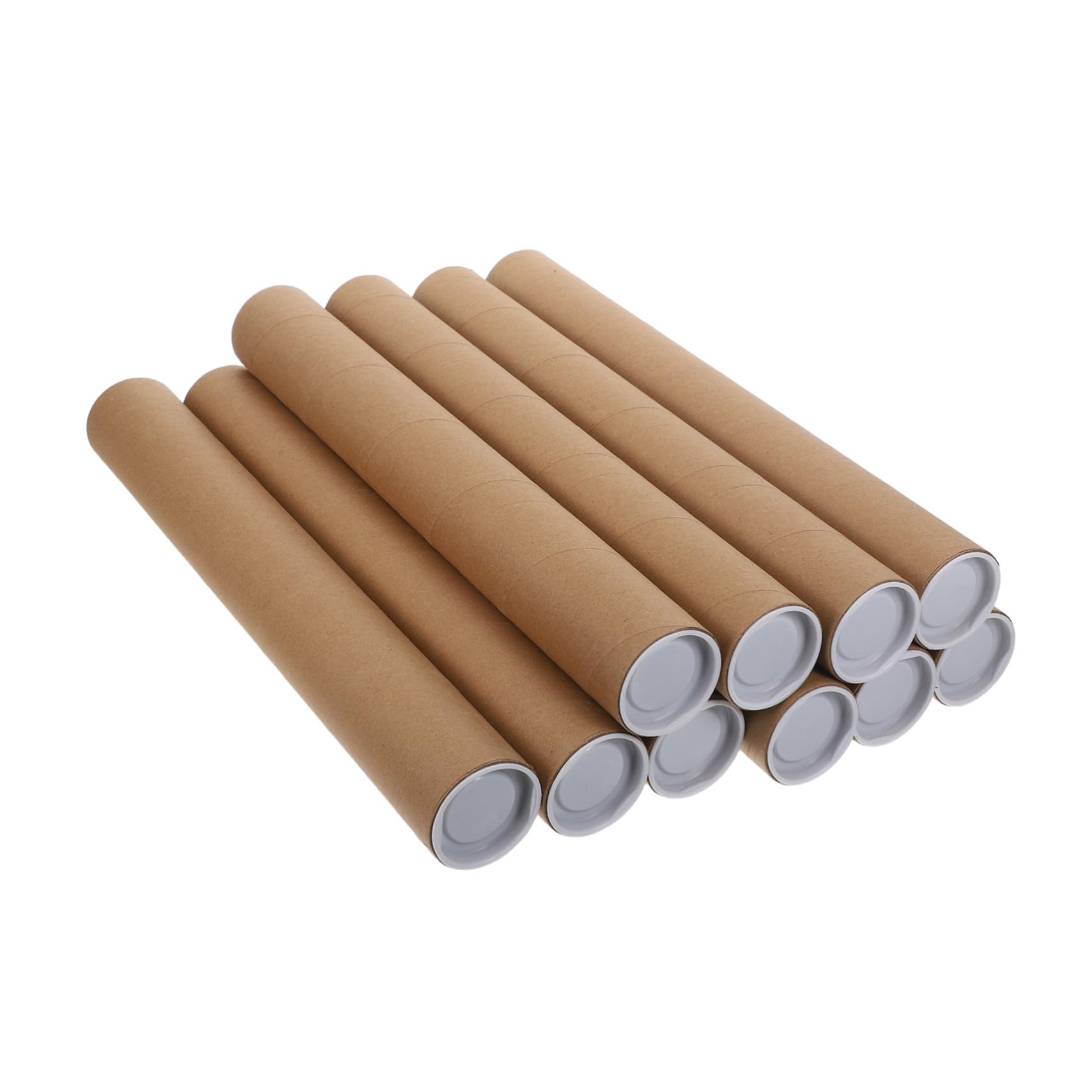 10 Pièces Tubes Expédition Kraft Renforcé avec Couvercles Plastique Tubes Ronds de Stockage et Transport pour Affiches Documents Dessins et