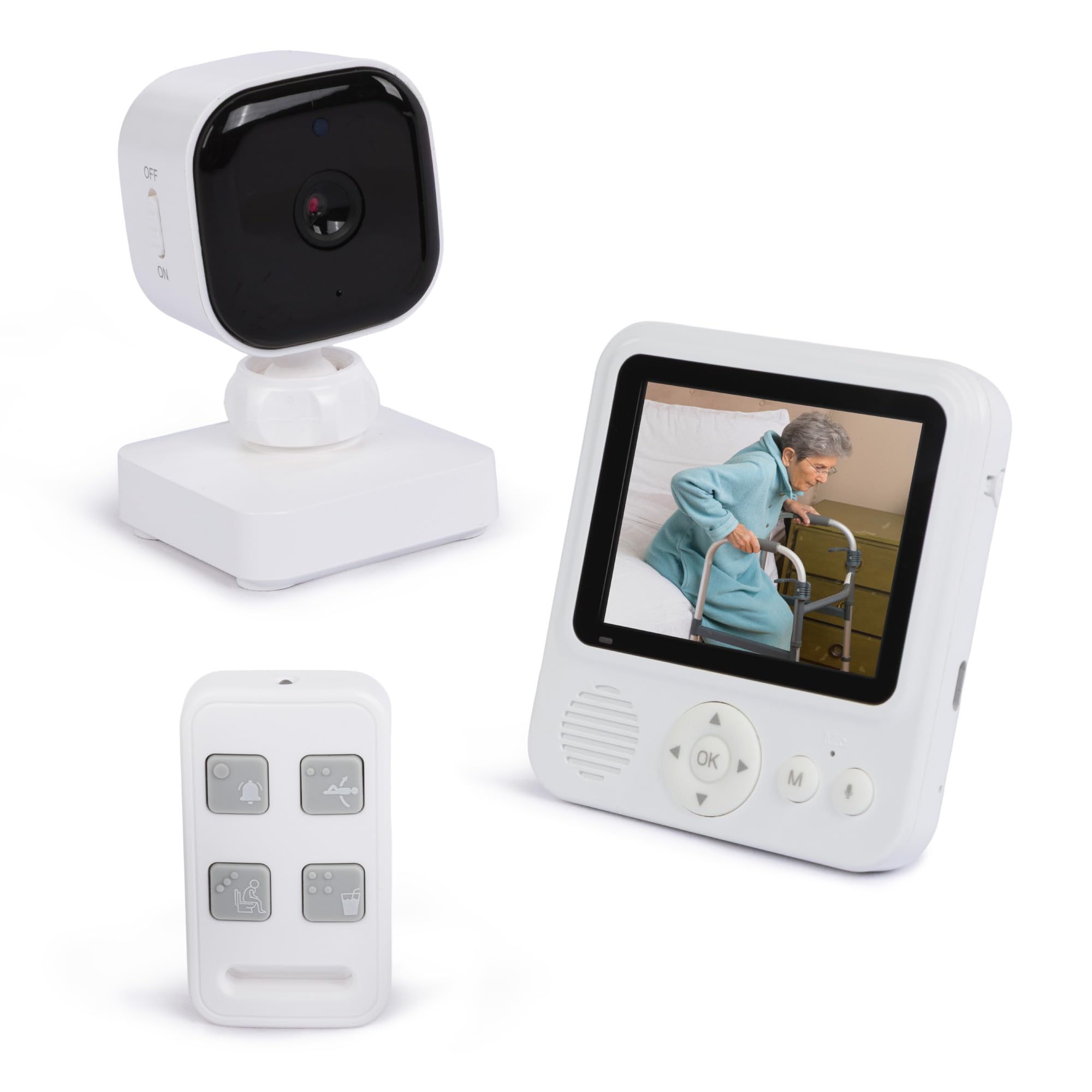 Smart Caregiver Video Monitor for Elderly Care and Caregivers, Portable, Rechargeable, Infrared Night Vision, Secure Connection, No WiFi