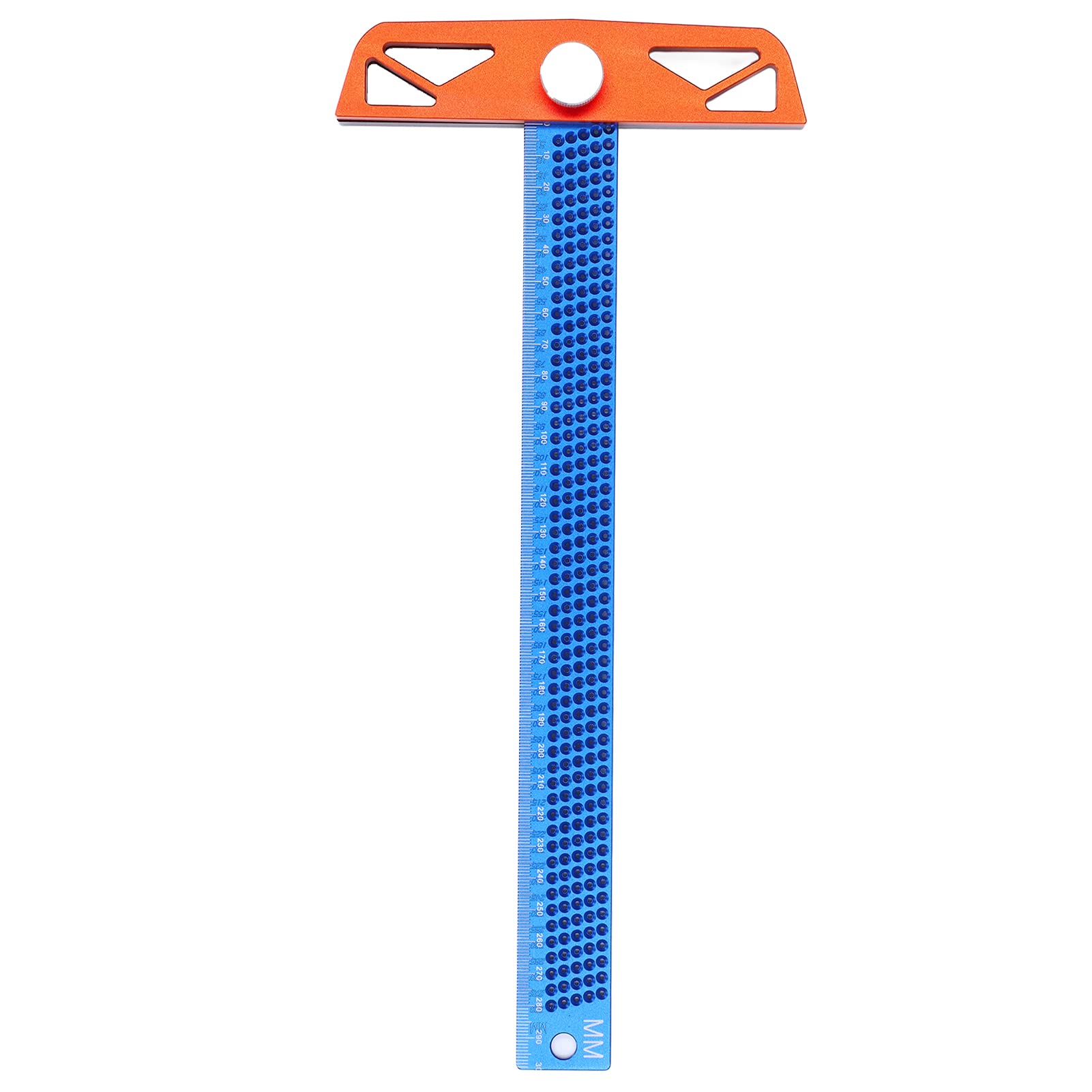 Règle de type T, règle de marquage en alliage d'aluminium, outil de travail du bois flexible et réglable avec 2 panneaux arrière et 2 longueurs utilisables, règle en T de mesure (T-300MM)