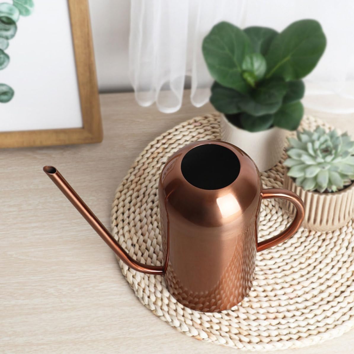 Regadera Vintage de Acero Inoxidable de 1.5l Mango Ergonómico y Diseño Resistente para Riego de Jardín y Flores