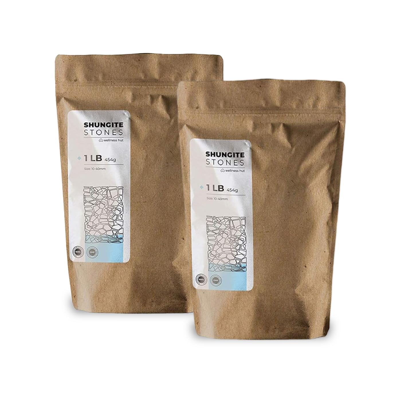 Shungite Stones - by wellness hut - Authentic Tier III Karelian Rocks for Drinking Water Infusion - Natural Minerals with High Fullerenes Content - 2-Pound Bag