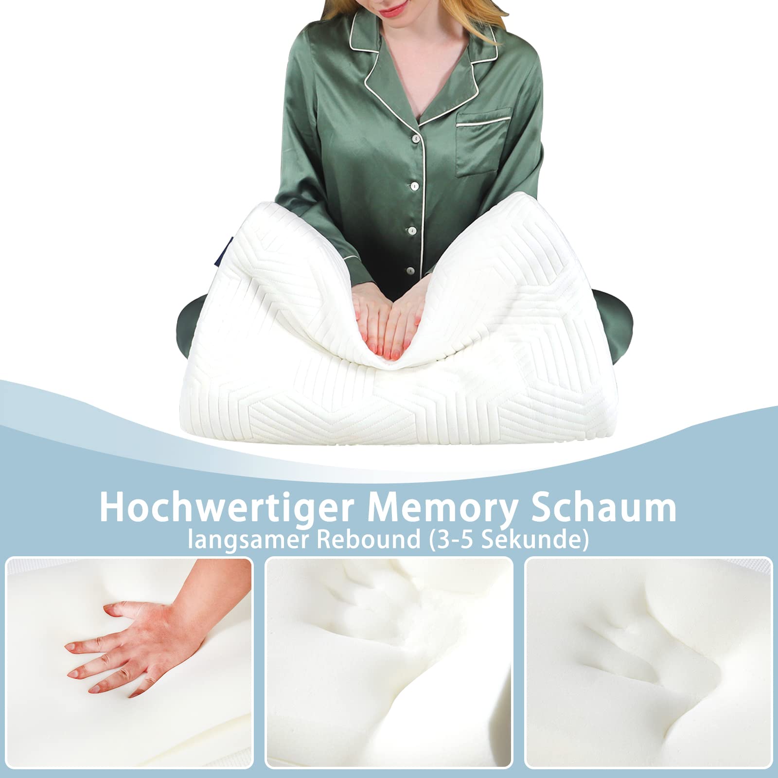 LAMB Memory Foam Kissen, Ergonomisches Kopfkissen Antischnarchkissen mit Bezug