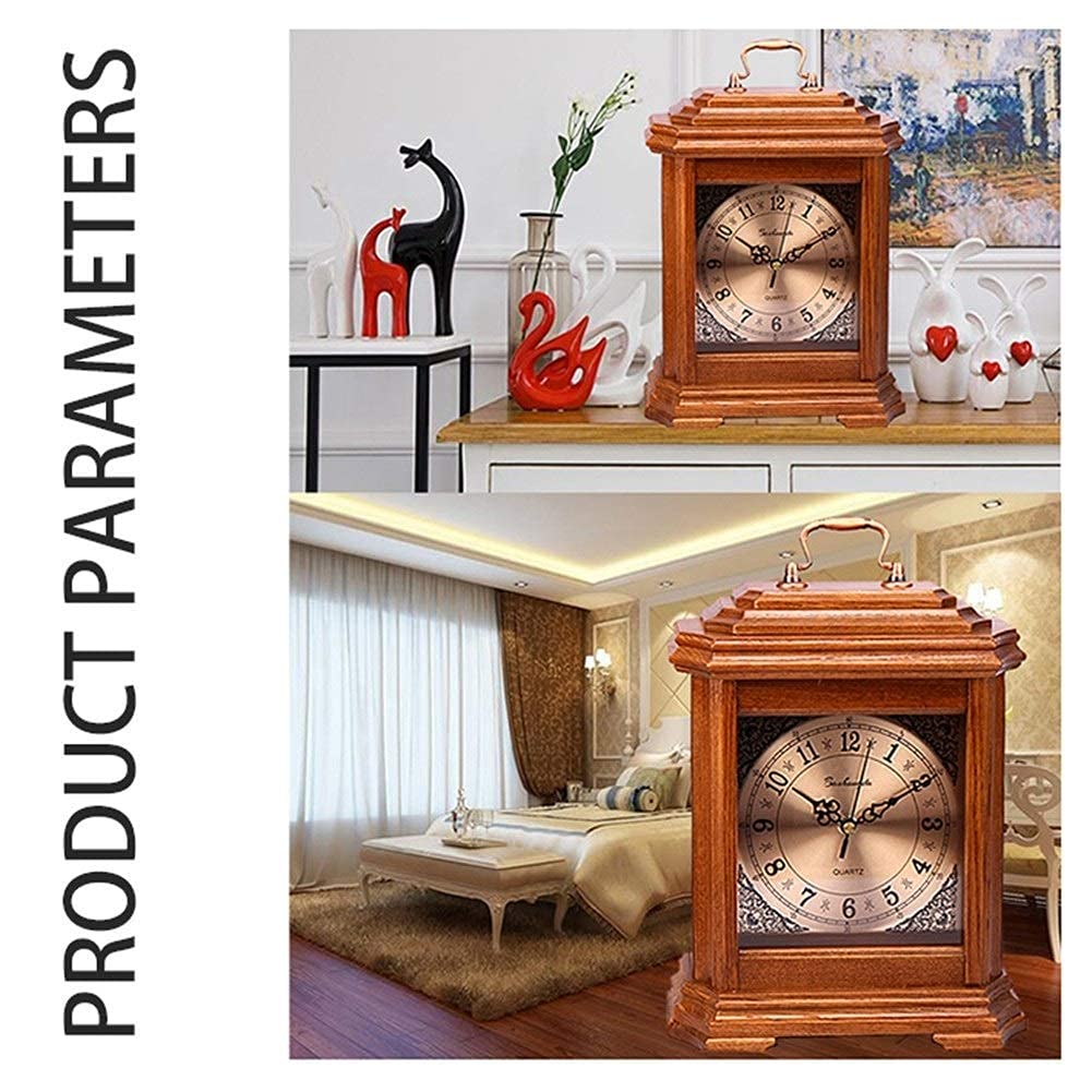 Orologio Da Tavolo Romano In Legno - Con Luce LED Regolabile, Ricaricabile USB, Design Artigianale - Foto 4