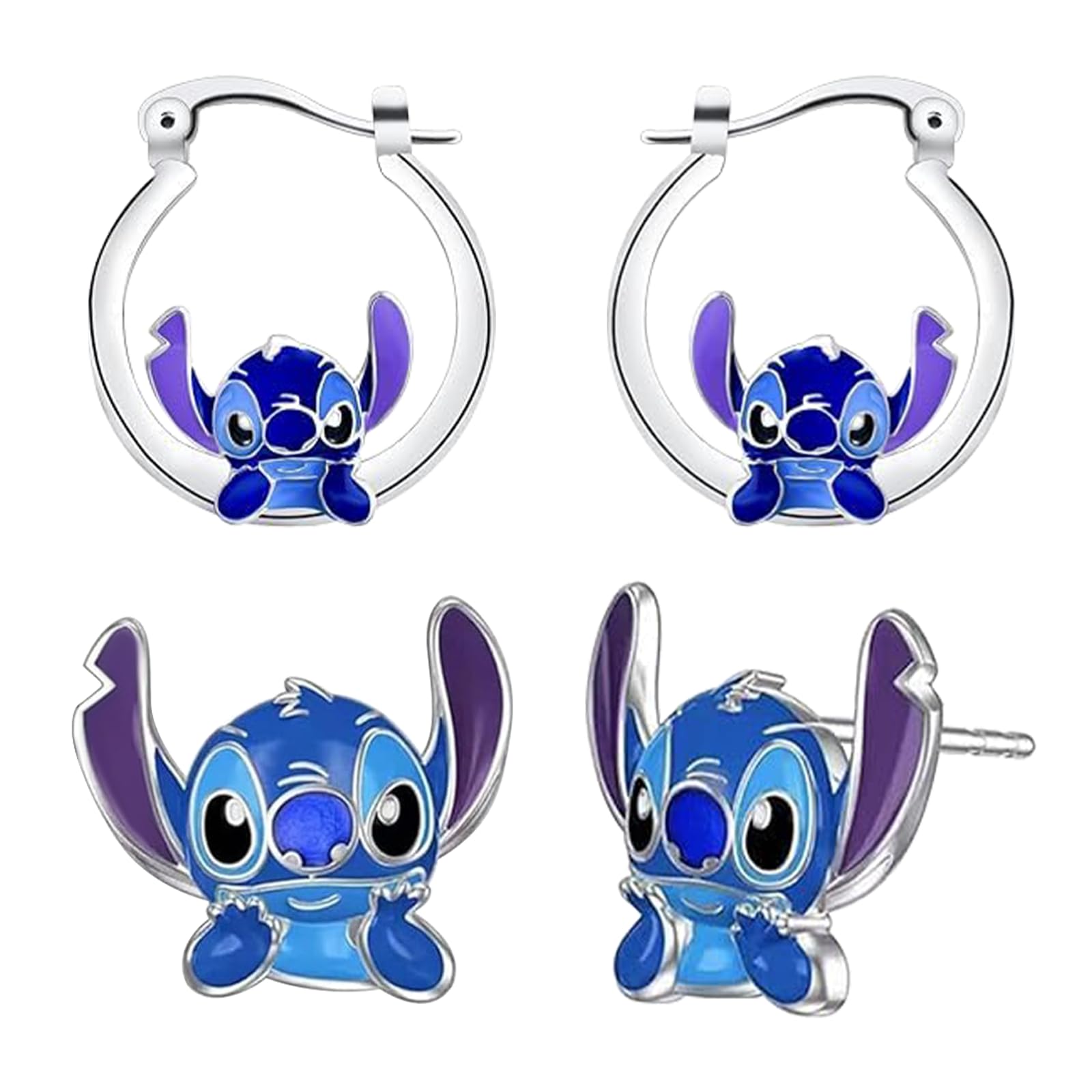 DereinePendientes de Dibujos Animados, 2 Pares Pendientes de Niña, Aretes de Dibujos Animados, Pendientes Mujer, Cartoon Pendientes para Niñas