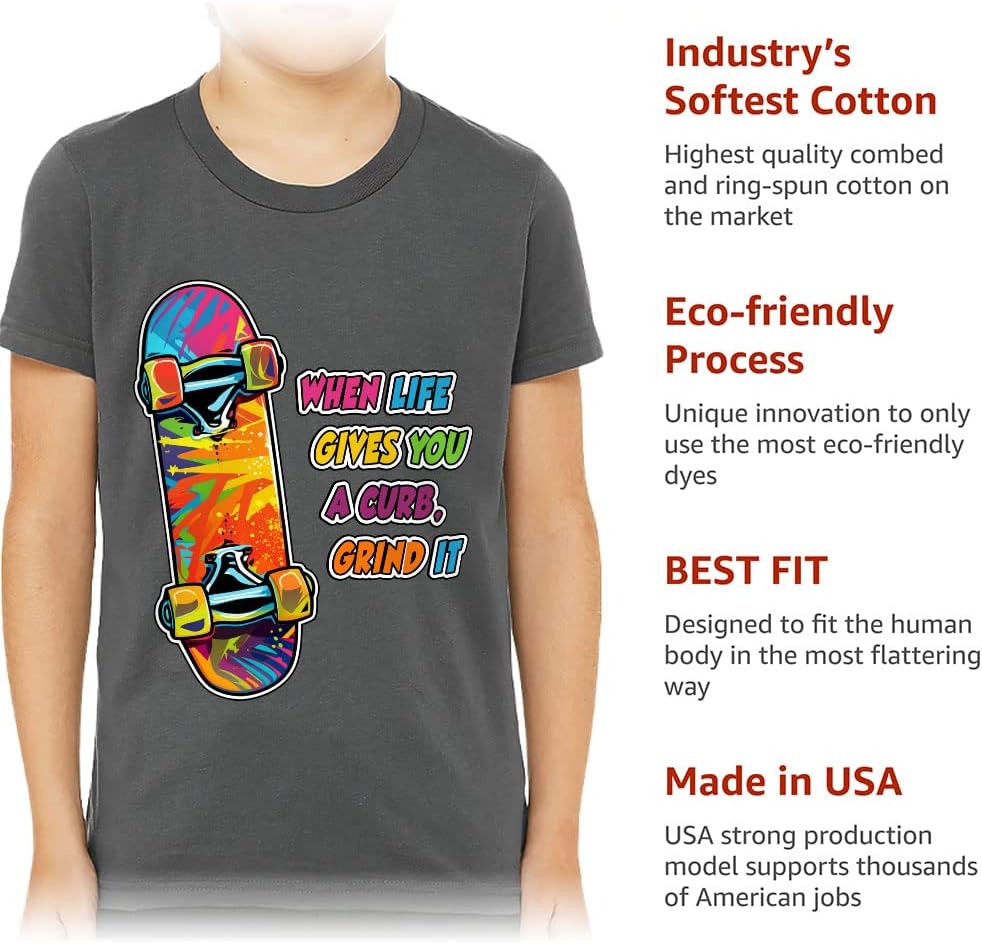 When Life Gives You a Curb Grind It Kids' T-Shirt - Art T-Shirt - Unique Tee Shirt for Kids