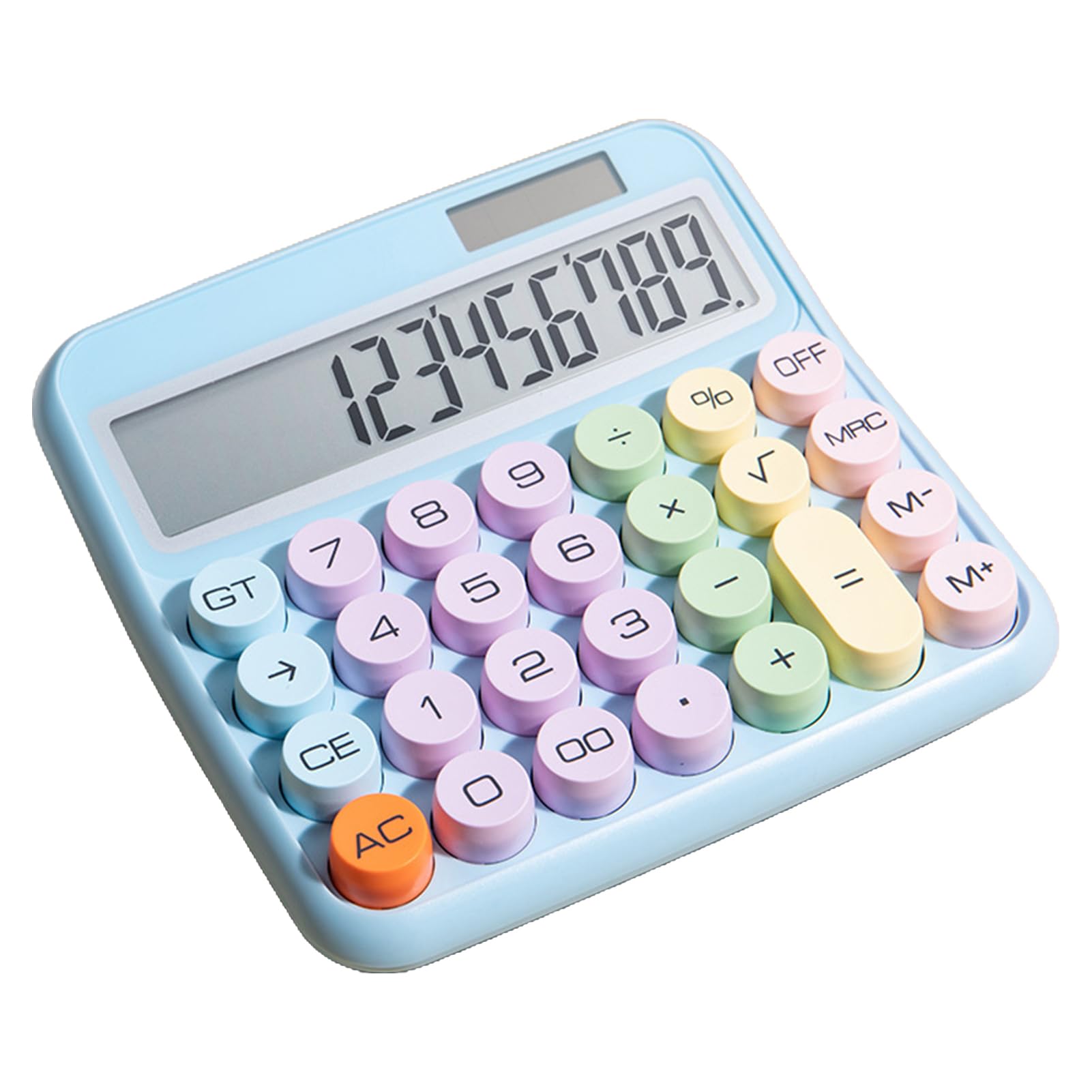 Standard 12 Digit Calculator with Large LCD Display - Solar Powered and Battery Backup - Desktop Calculator for Office, Home, School and Shop - Automatic Sleep (Blue)