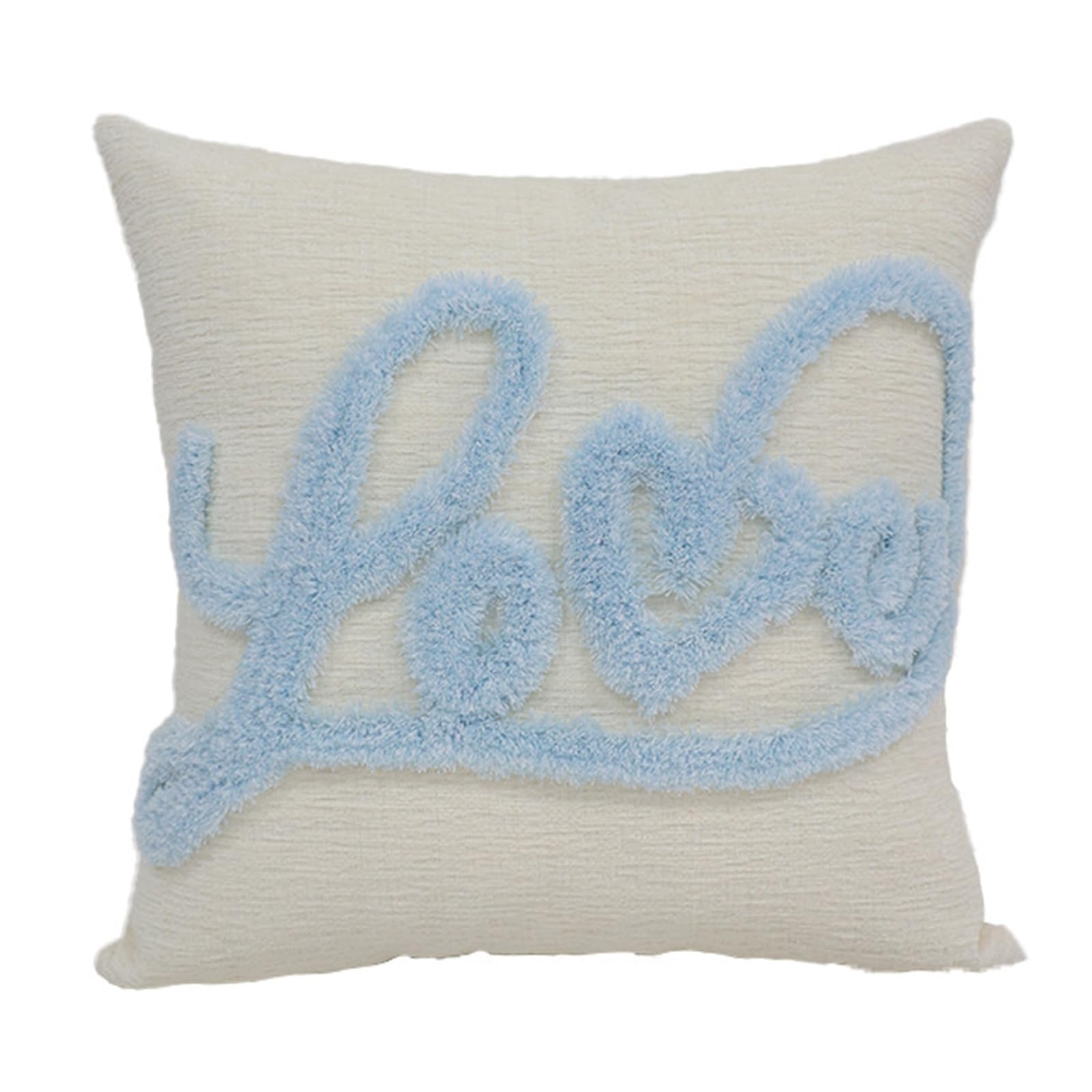 ordinarYone Tufted Faux Furs Embroidery Pillow Case Valentines Day Square Cushion Cover for Wedding and Home Decors
