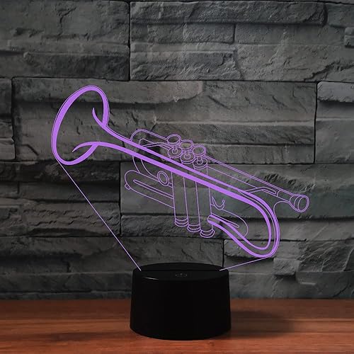 Miniatura 6 de Luz nocturna para niños, lámpara LED de trompeta 3D con control remoto, 16 colores cambiantes, regalo de cumpleaños de Navidad para niños