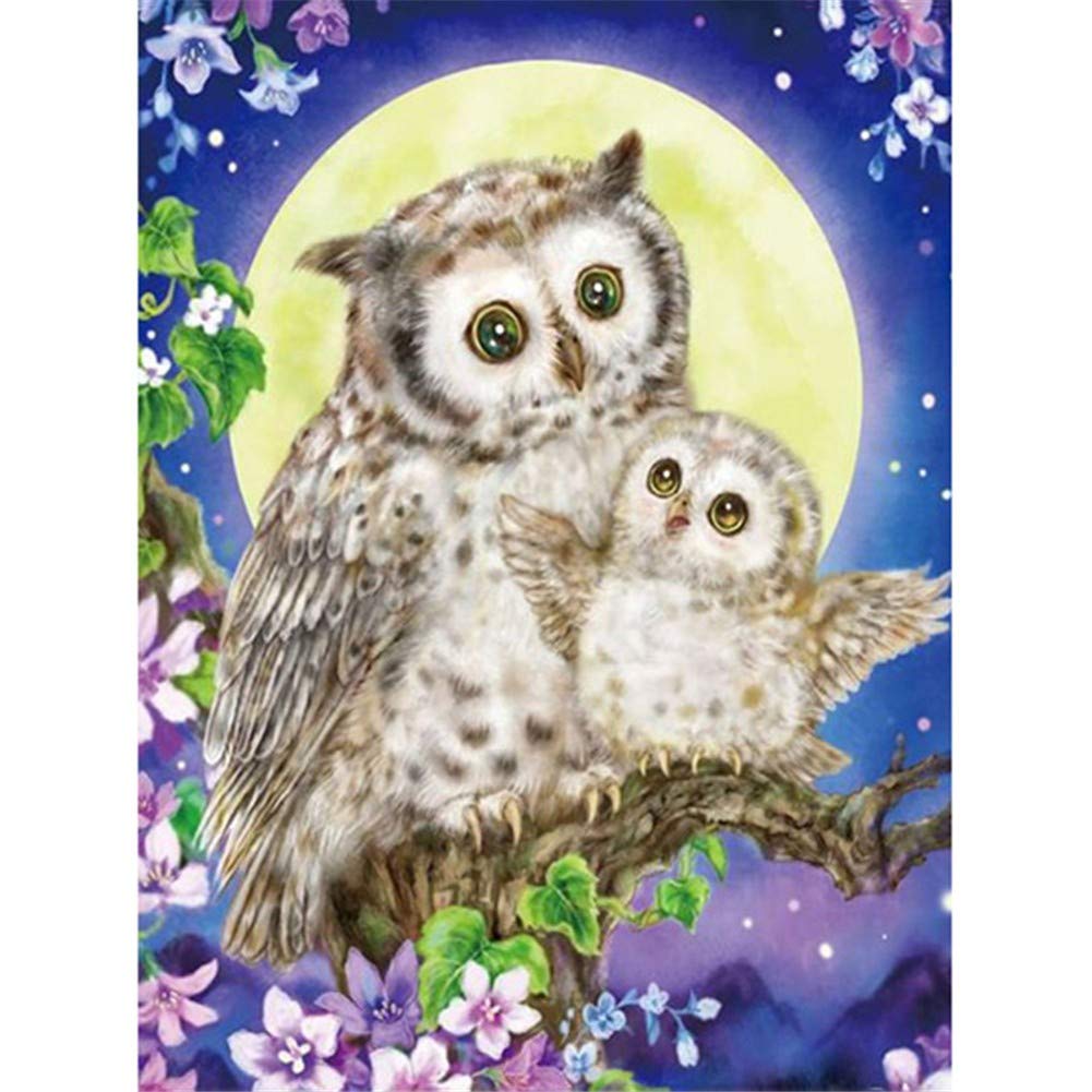 Peinture diamant hibou 70x90cm en strass ronds pour broderie au point de croix