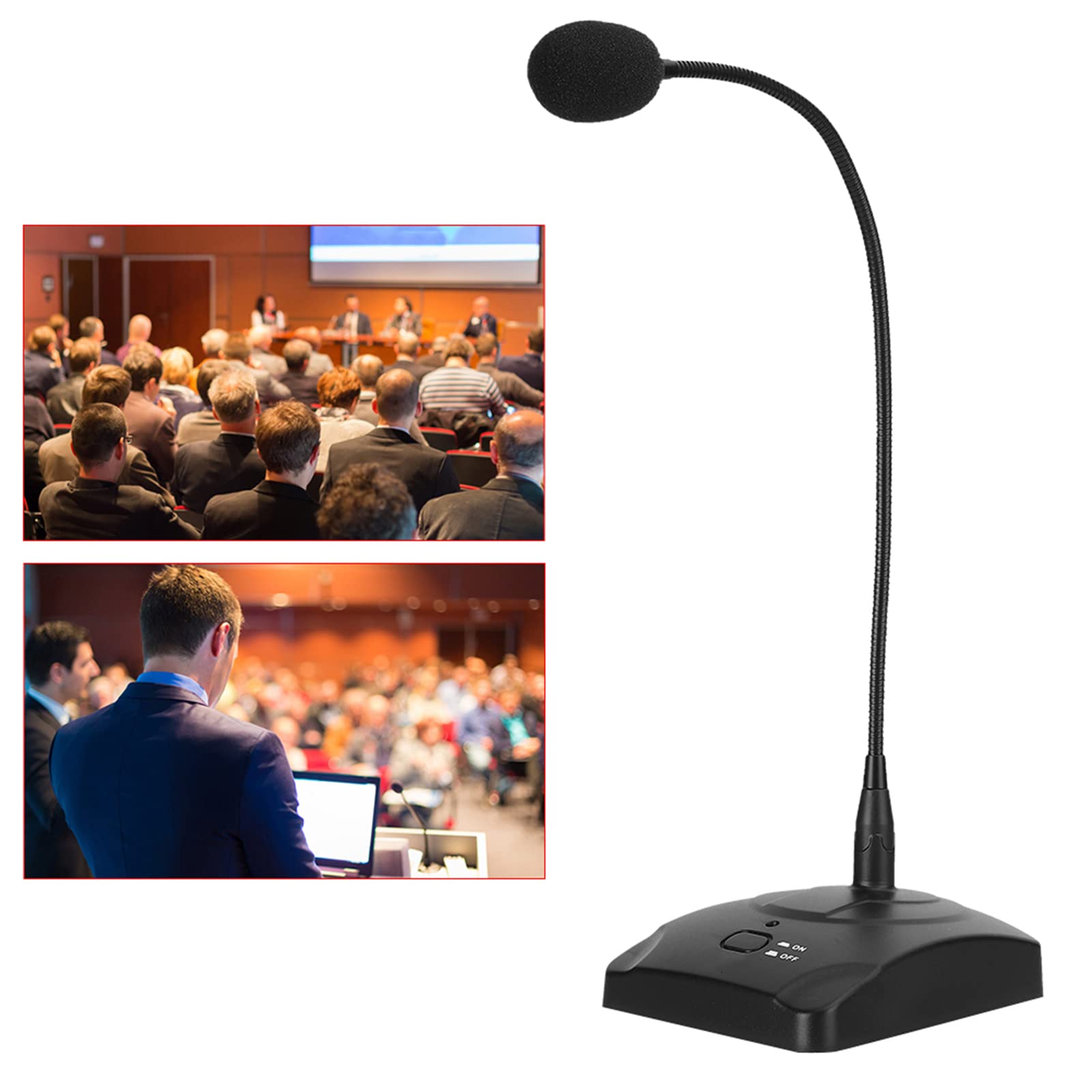 Microphone de Conférence, Microphone de Table Universel, Microphone Directionnel Professionnel, Microphone Polyvalent Haute sensibilité avec Base pour Discours Radio,