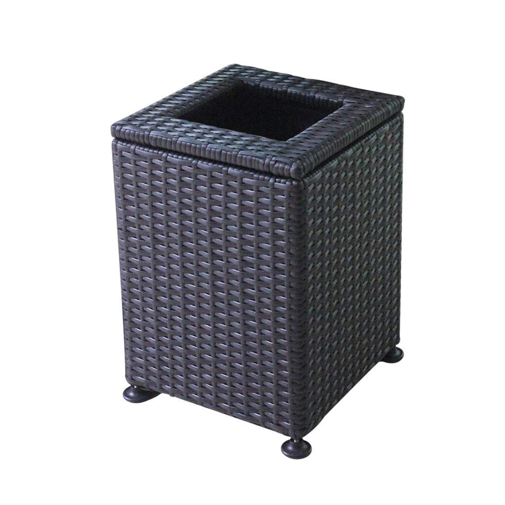 LoiYtrd Garbage Bin Plastic Rattan Garbage Bin Outdoor Courtyard Garbage Bin Lobby Dark Brown Recycling Bin Garbage Bin(30L)